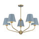 Xavier 5 Light 28 inch Vibrant Gold Chandelier Ceiling Light in Vibrant Gold and Blue