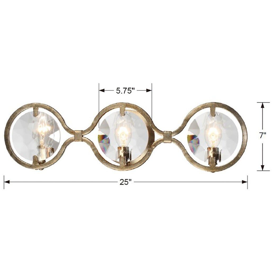 Quincy 3 Light 25 inch Distressed Twilight Bathroom Vanity Light Wall Light