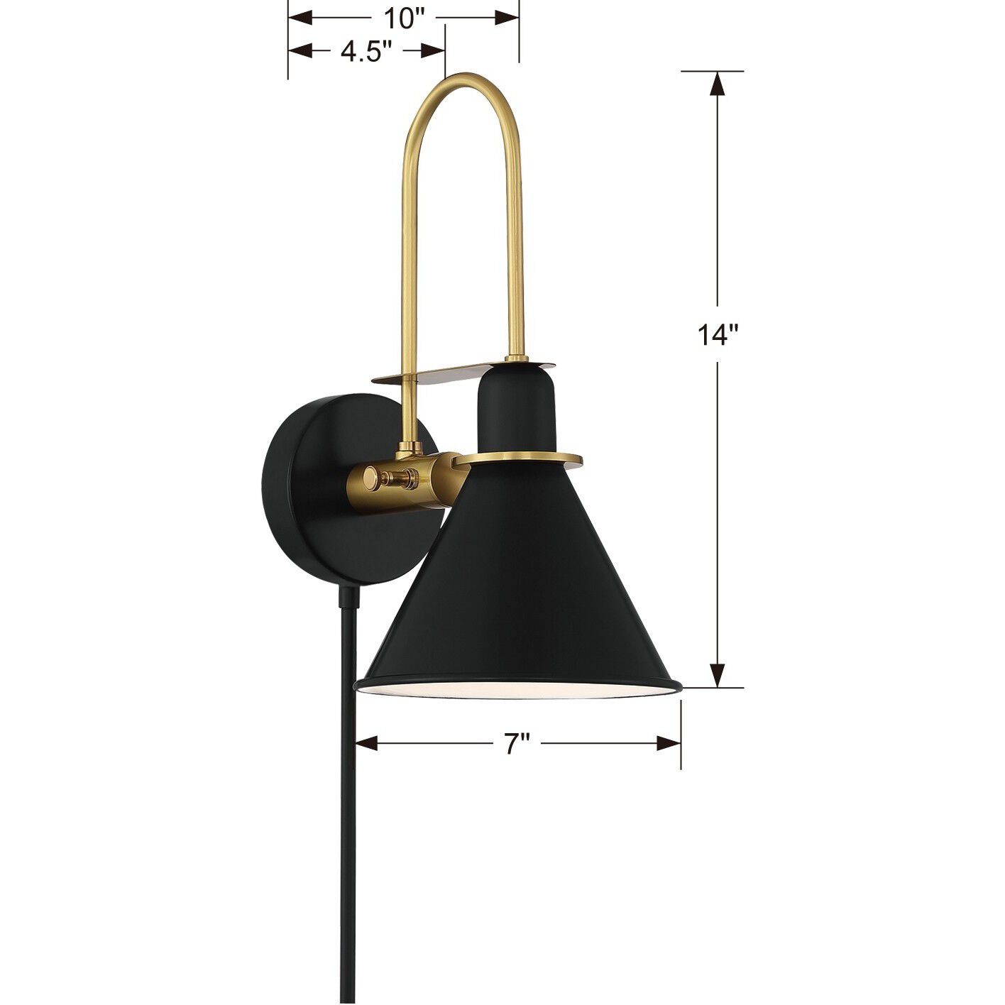 Medford 10 inch 60.00 watt Matte Black Task Sconce Wall Light