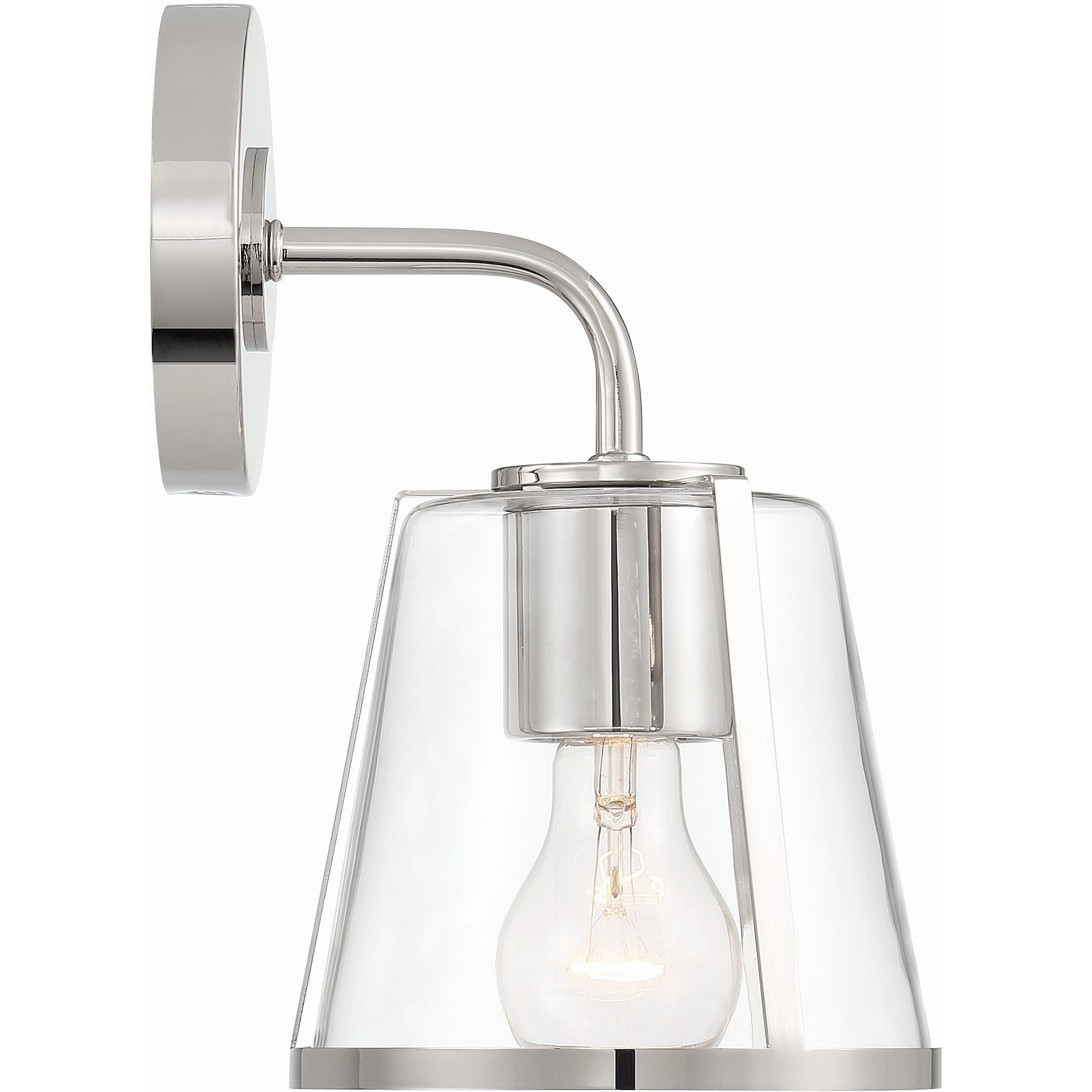Fulton Bath Sconce Wall Light in Polished Nickel, Clear