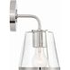 Fulton Bath Sconce Wall Light in Polished Nickel, Clear