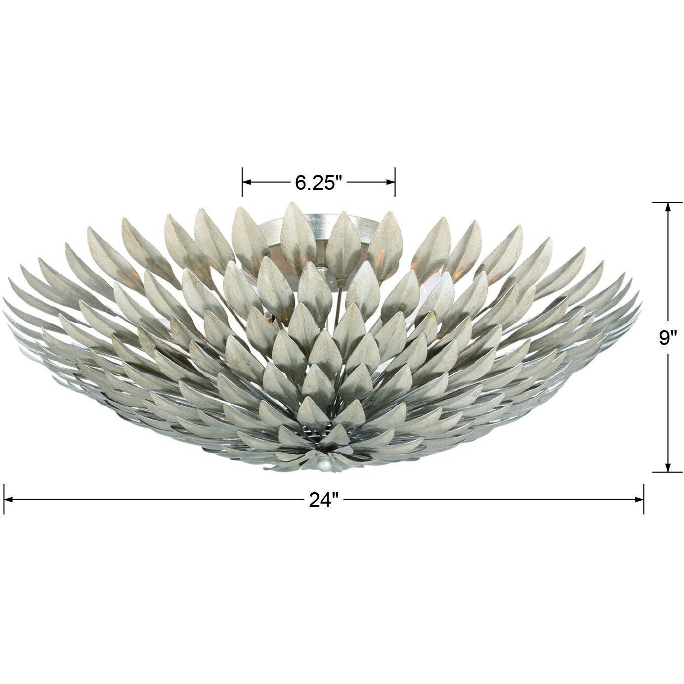 Broche 6 Light 24 inch Antique Silver Semi Flush Ceiling Light