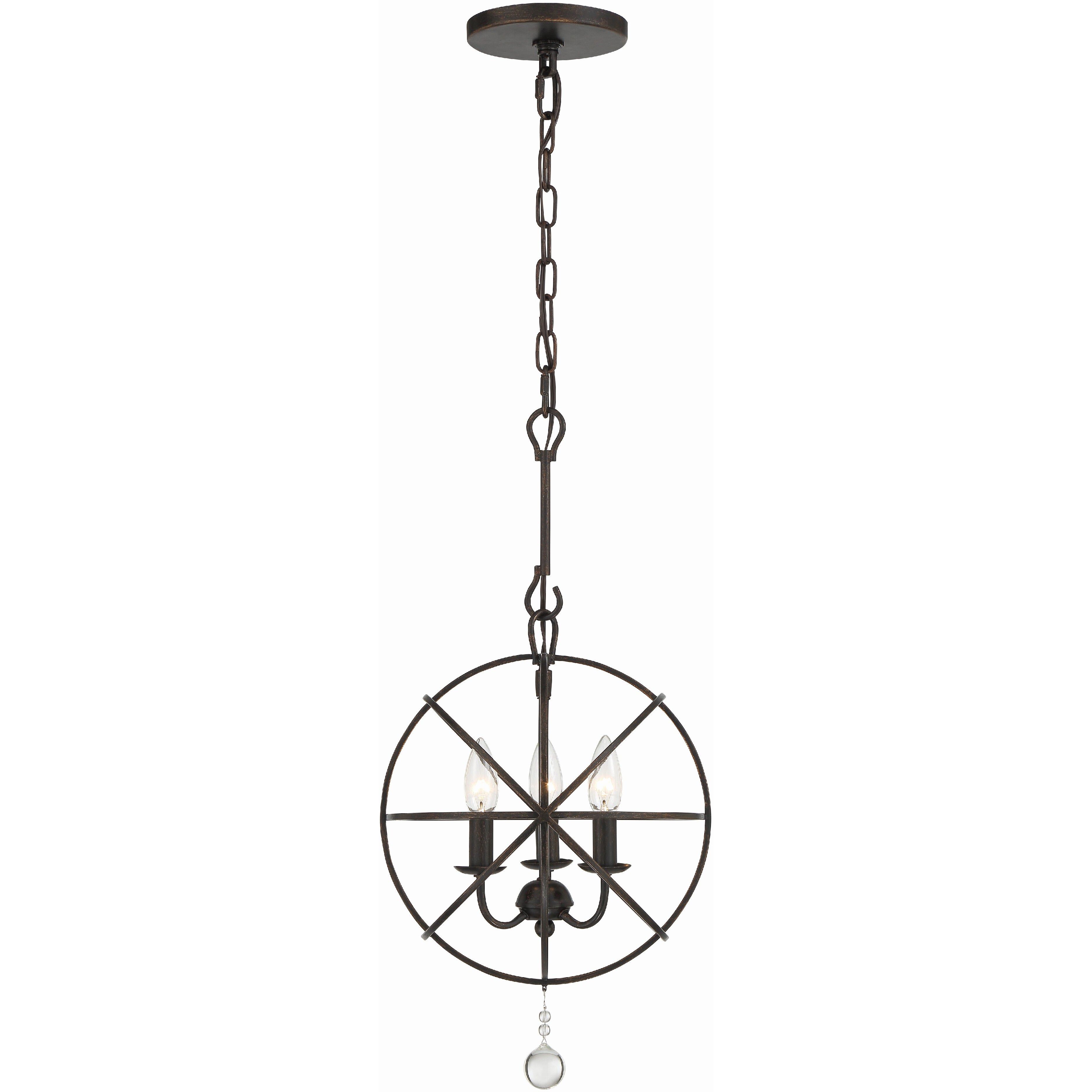 Solaris 3 Light 12.5 inch English Bronze Mini Chandelier Ceiling Light
