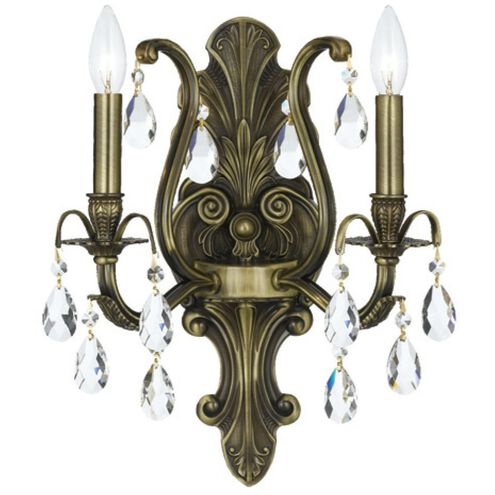 Dawson 2 Light 12.5 inch Antique Brass Sconce Wall Light in Clear Spectra