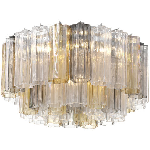 Addis 7 Light 22.25 inch Polished Chrome Flush Mount Ceiling Light in Tronchi Glass Autumn