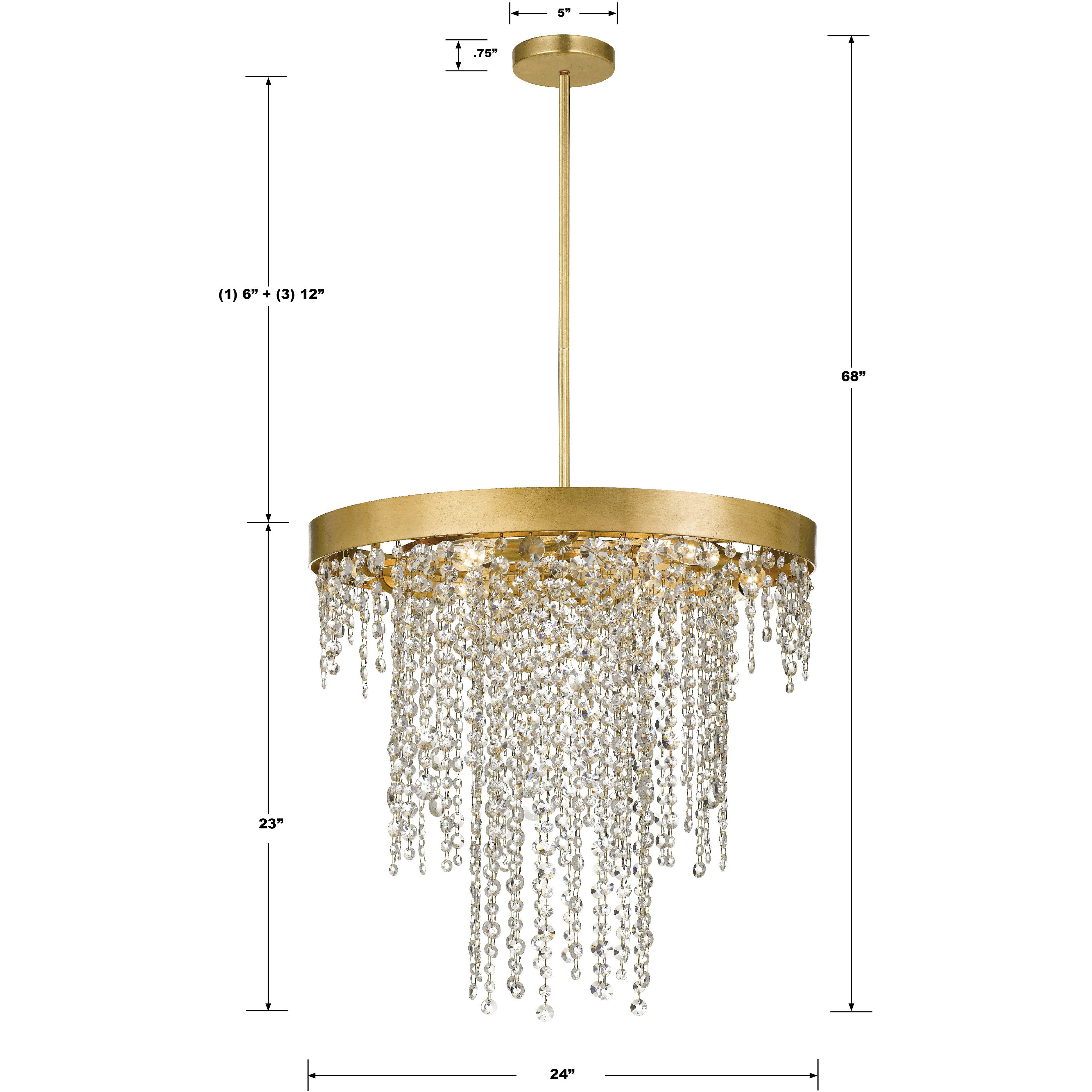 Winham 6 Light 24 inch Antique Gold Chandelier Ceiling Light