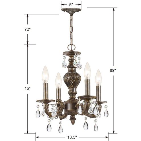 Paris Market 4 Light 13.5 inch Venetian Bronze Mini Chandelier Ceiling Light in Clear Spectra