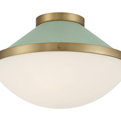 Xander 2 Light 16.25 inch Vibrant Gold and Green Flush Mount Ceiling Light