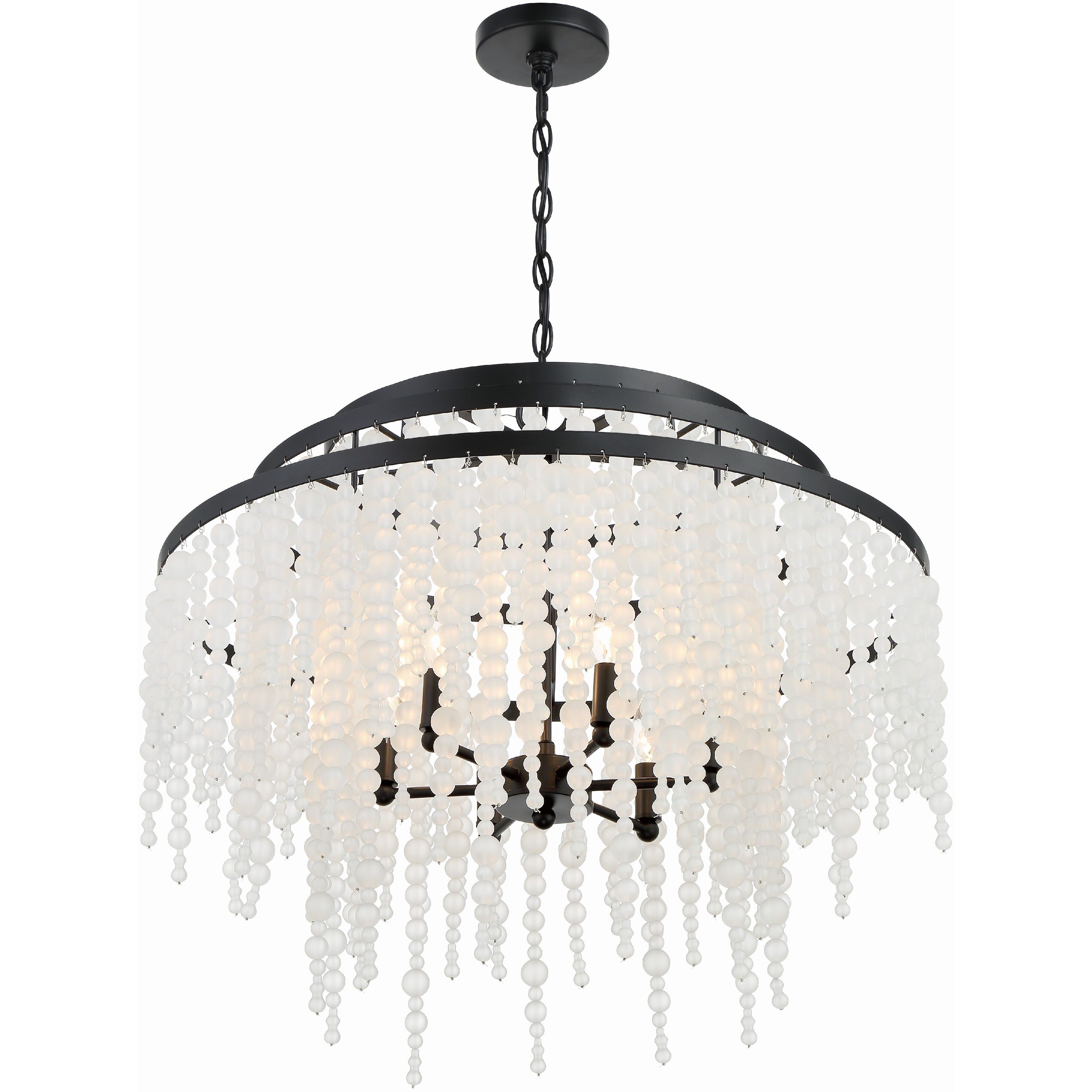 Poppy 6 Light 26.5 inch Matte Black Chandelier Ceiling Light in Matte Black and Forged Bronze