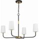 Niles 4 Light 34 inch Black Forged and Modern Gold Chandelier Ceiling Light