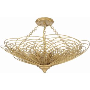 Doral 6 Light 24 inch Renaissance Gold Semi Flush Ceiling Light