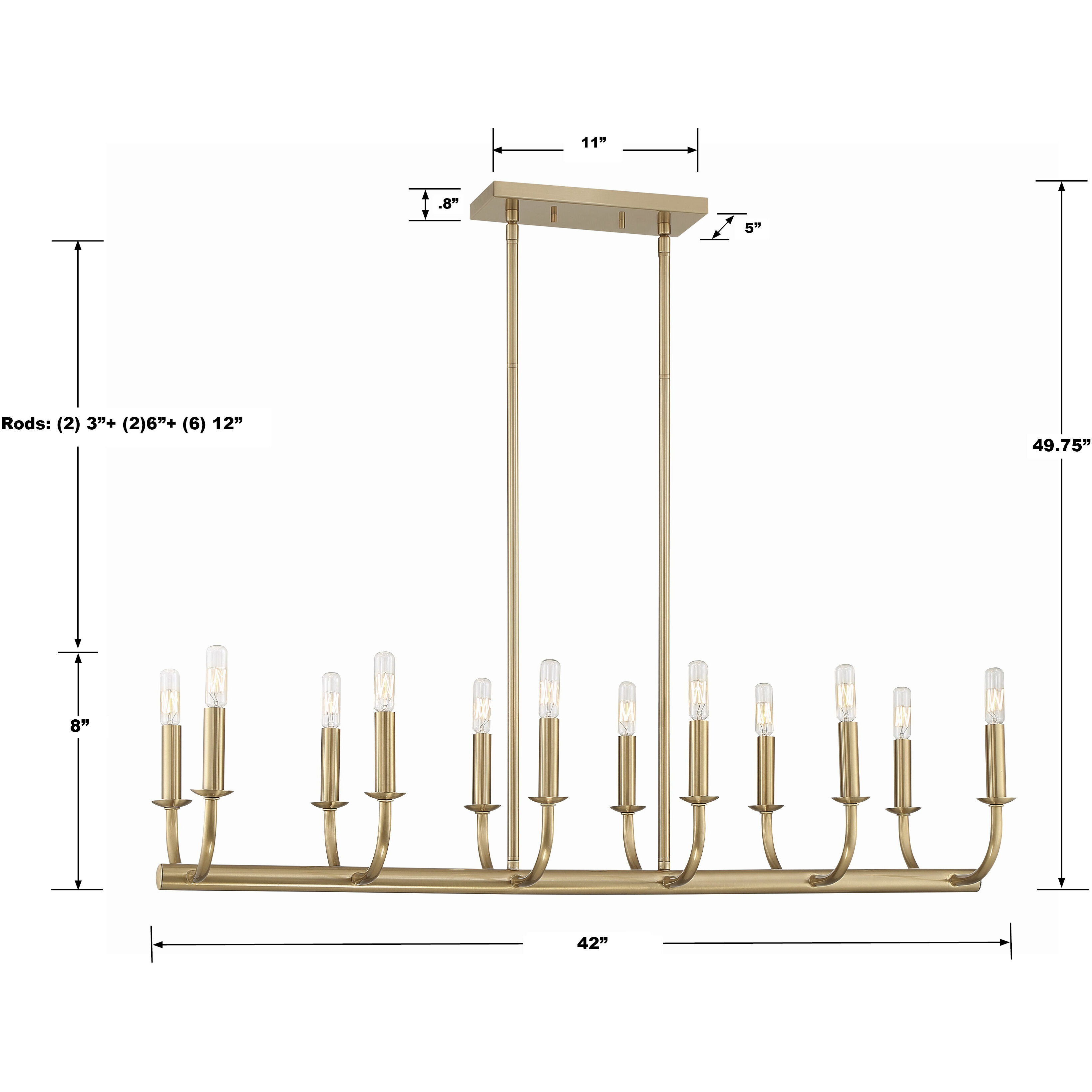 Bailey 12 Light 42 inch Aged Brass Chandelier Ceiling Light