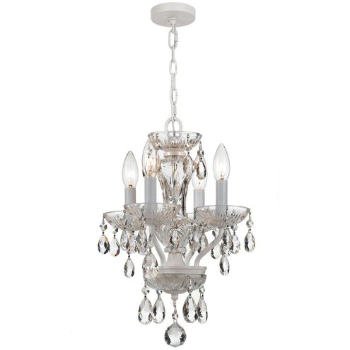 Traditional Crystal 4 Light 11 inch Wet White Mini Chandelier Ceiling Light in Clear Swarovski Strass