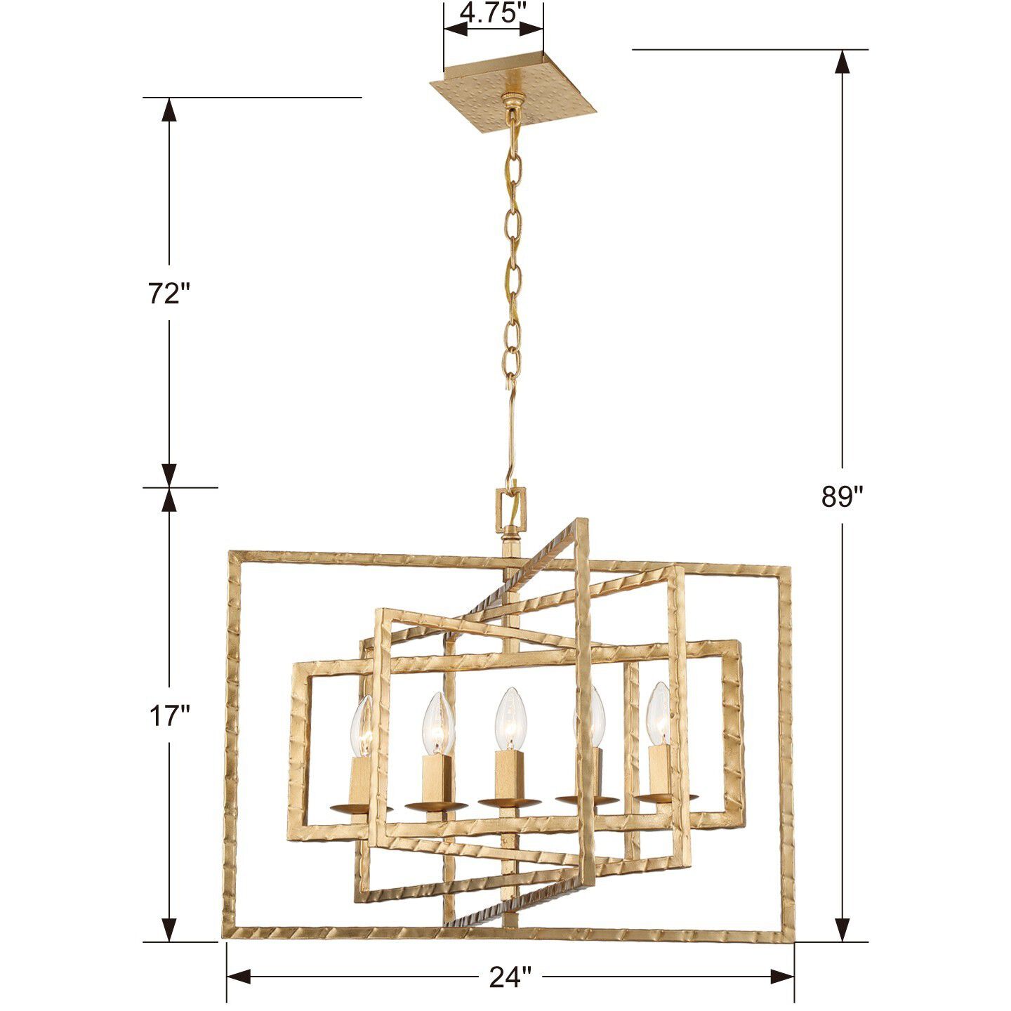 Capri 5 Light 24 inch Antique Gold Chandelier Ceiling Light