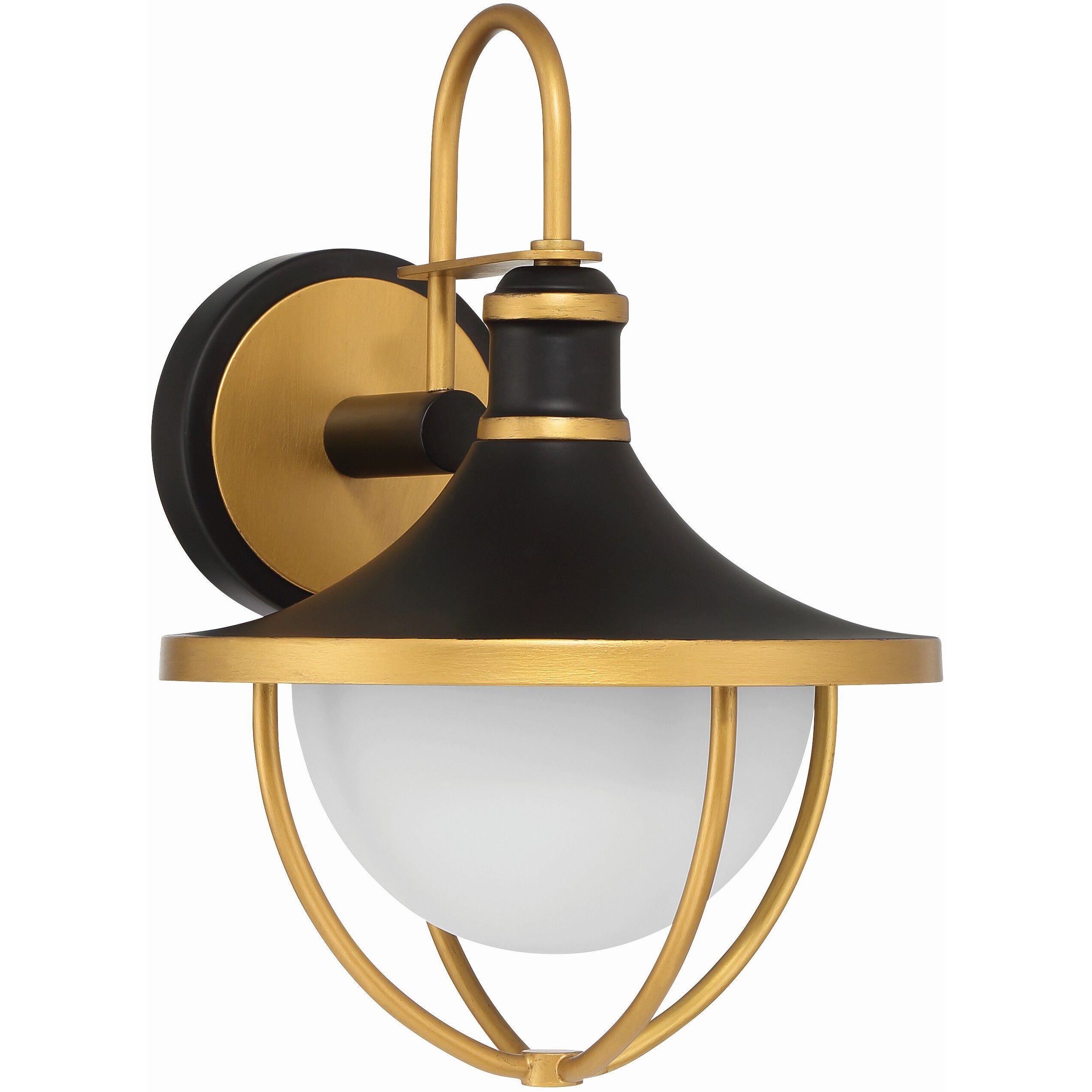 Atlas 1 Light 13.5 inch Matte Black/Textured Gold Outdoor Sconce