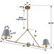 Xavier 2 Light 42 inch Vibrant Gold and Blue Chandelier Ceiling Light