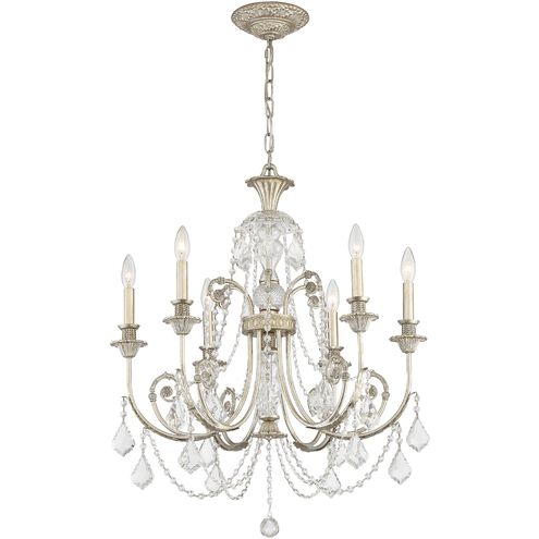 Regis 6 Light 26 inch Olde Silver Chandelier Ceiling Light in Clear Italian