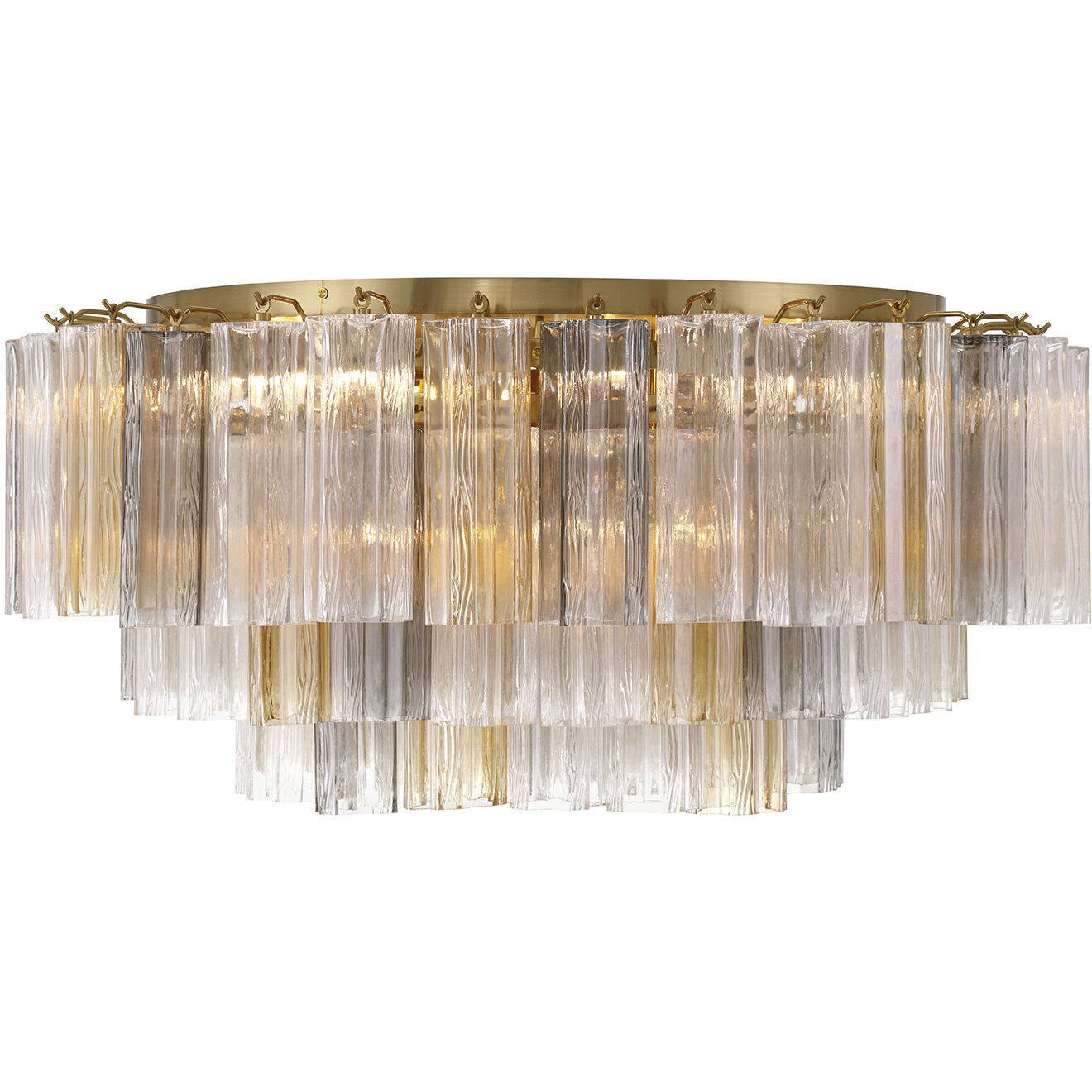 Addis 16 Light 32 inch Aged Brass Flush Mount Ceiling Light in Tronchi Glass Autumn
