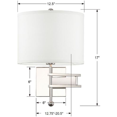 Marshall 20.5 inch 60.00 watt Polished Nickel Task Sconce Wall Light