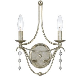 Metro 2 Light 10 inch Antique Silver Wall Sconce Wall Light