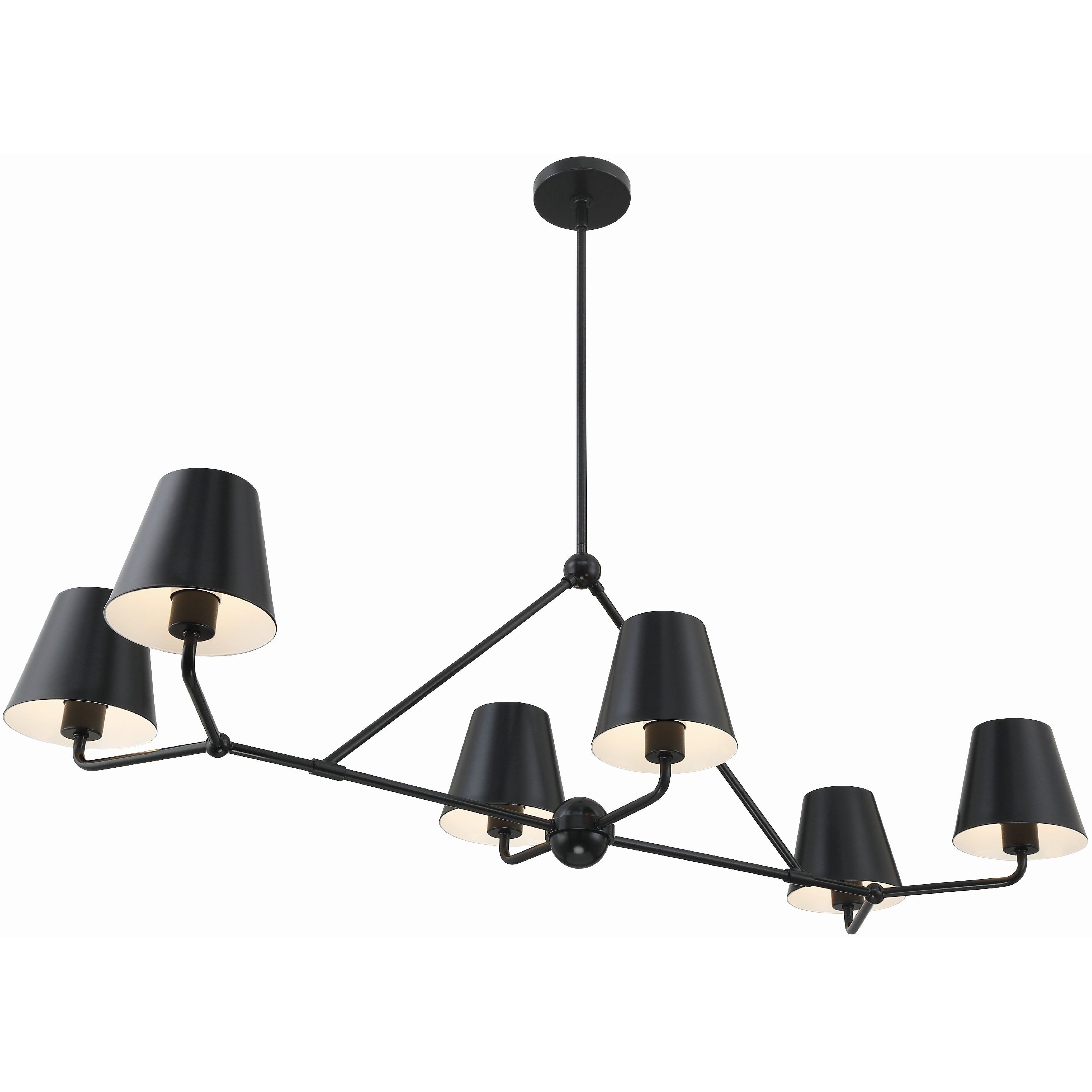 Xavier 6 Light 46 inch Matte Black Linear Chandelier Ceiling Light