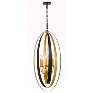 Luna 6 Light 16 inch English Bronze and Antique Gold Mini Chandelier Ceiling Light