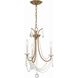 Karrington 3 Light 14 inch Aged Brass Mini Chandelier Ceiling Light