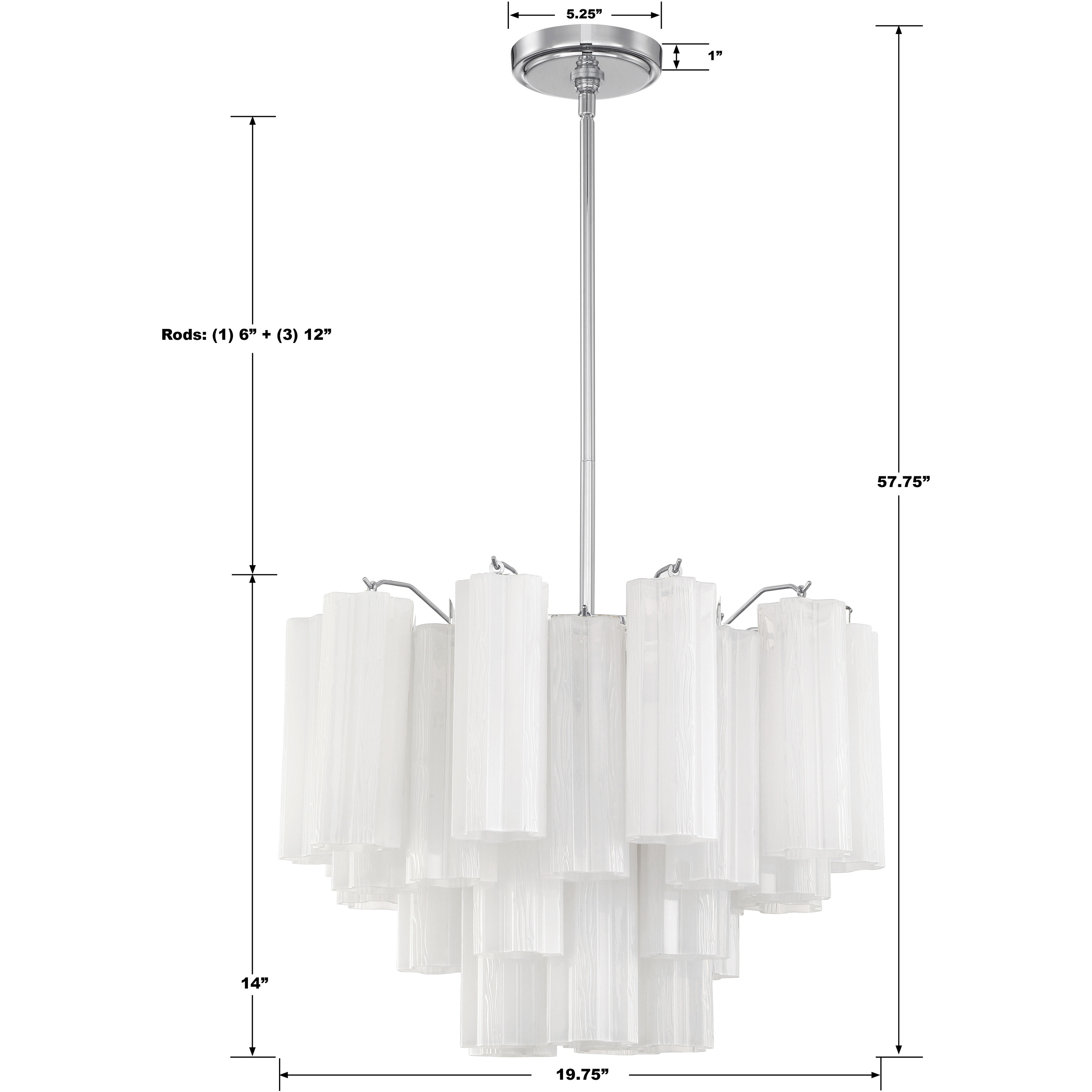 Addis 6 Light 19.75 inch Polished Chrome Chandelier Ceiling Light in Tronchi Glass White