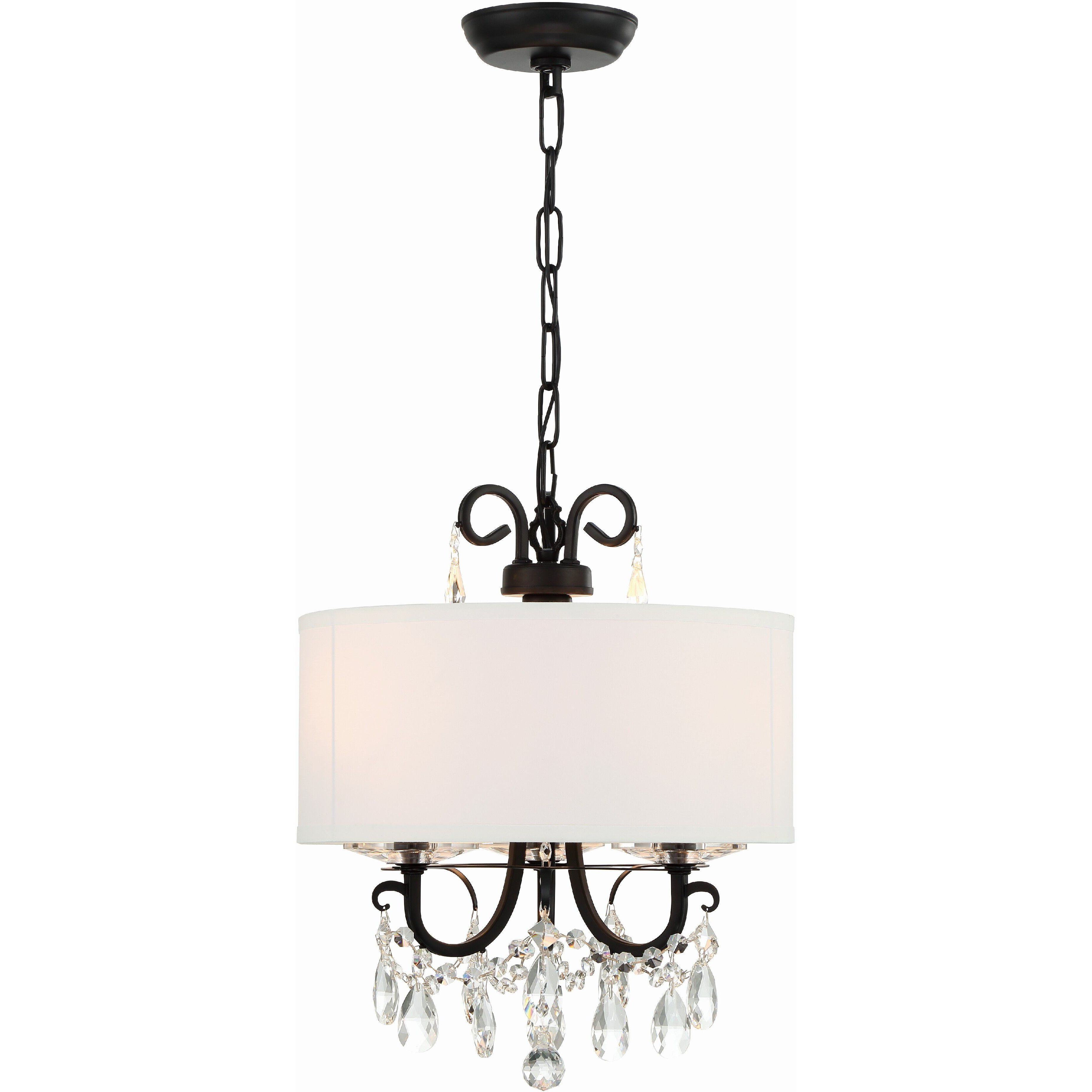 Othello 3 Light 14 inch Matte Black Mini Chandelier Ceiling Light in Clear Hand Cut