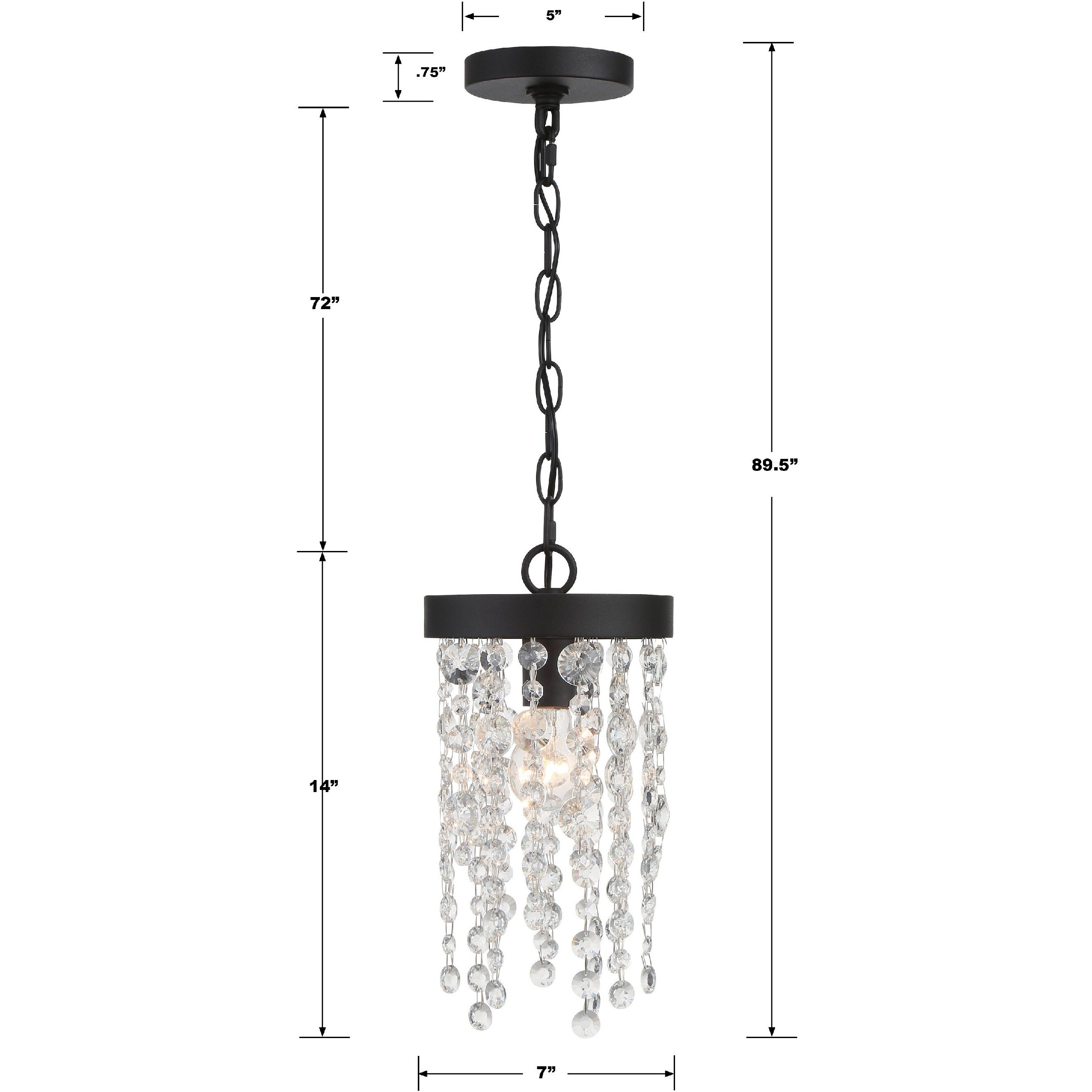 Winham 1 Light 7 inch Black Forged Mini Pendant Ceiling Light