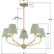 Xavier 5 Light 28 inch Vibrant Gold and Green Chandelier Ceiling Light