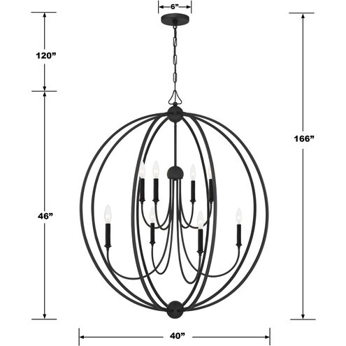 Sylvan 8 Light 40 inch Black Forged Chandelier Ceiling Light