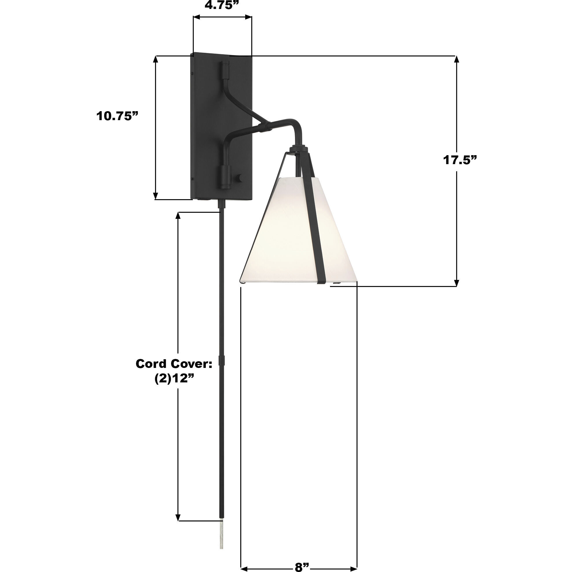 Fulton 18 inch 60.00 watt Black Task Sconce Wall Light