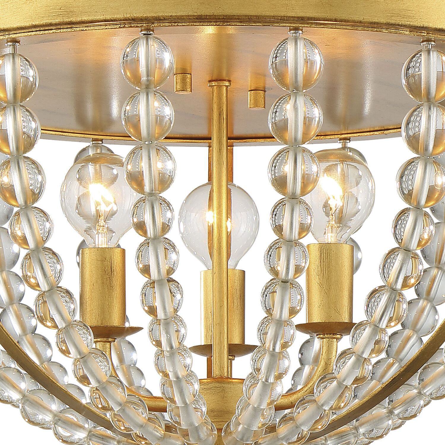 Roxy 3 Light 16.5 inch Antique Gold Flush Ceiling Light