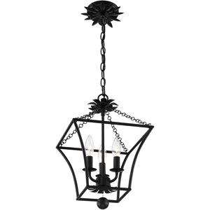 Broche 3 Light 11 inch Matte Black Hanging Lantern Ceiling Light
