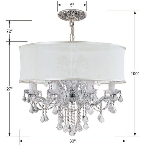 Brentwood 12 Light 30 inch Polished Chrome Chandelier Ceiling Light in Smooth White, Hand Cut Crystal