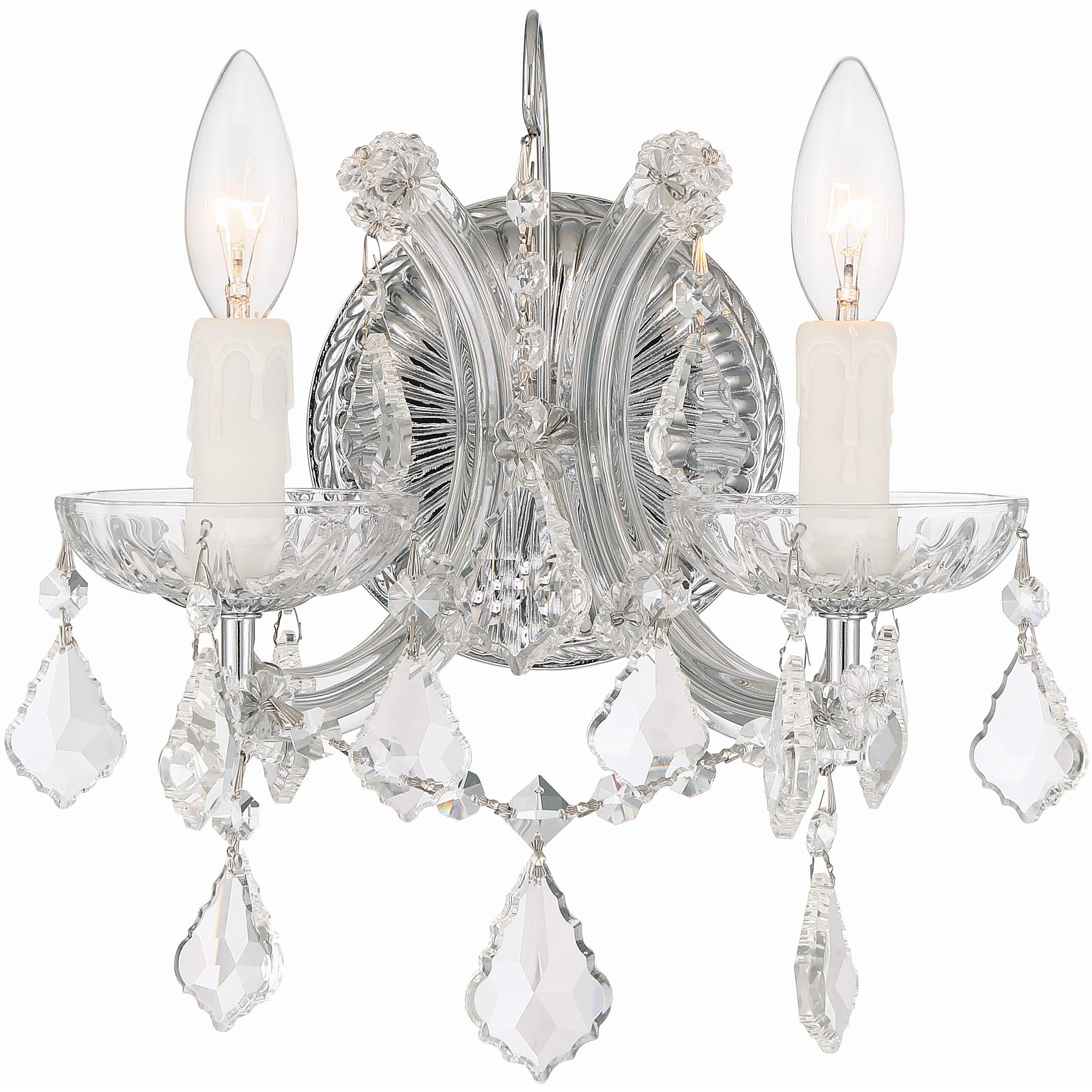 Maria Theresa Sconce Wall Light in Clear Spectra, Polished Chrome