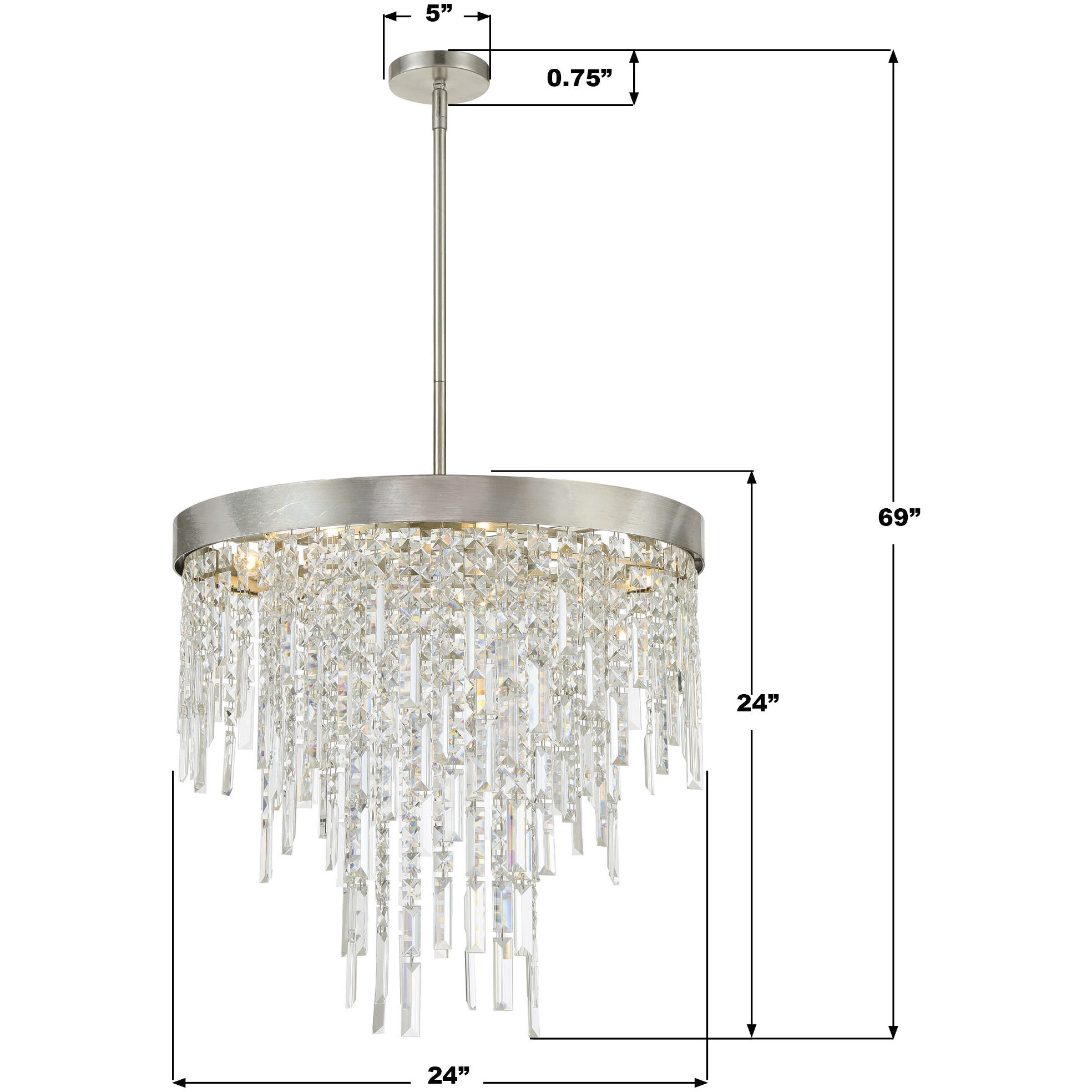 Winfield 6 Light 24 inch Antique Silver Chandelier Ceiling Light