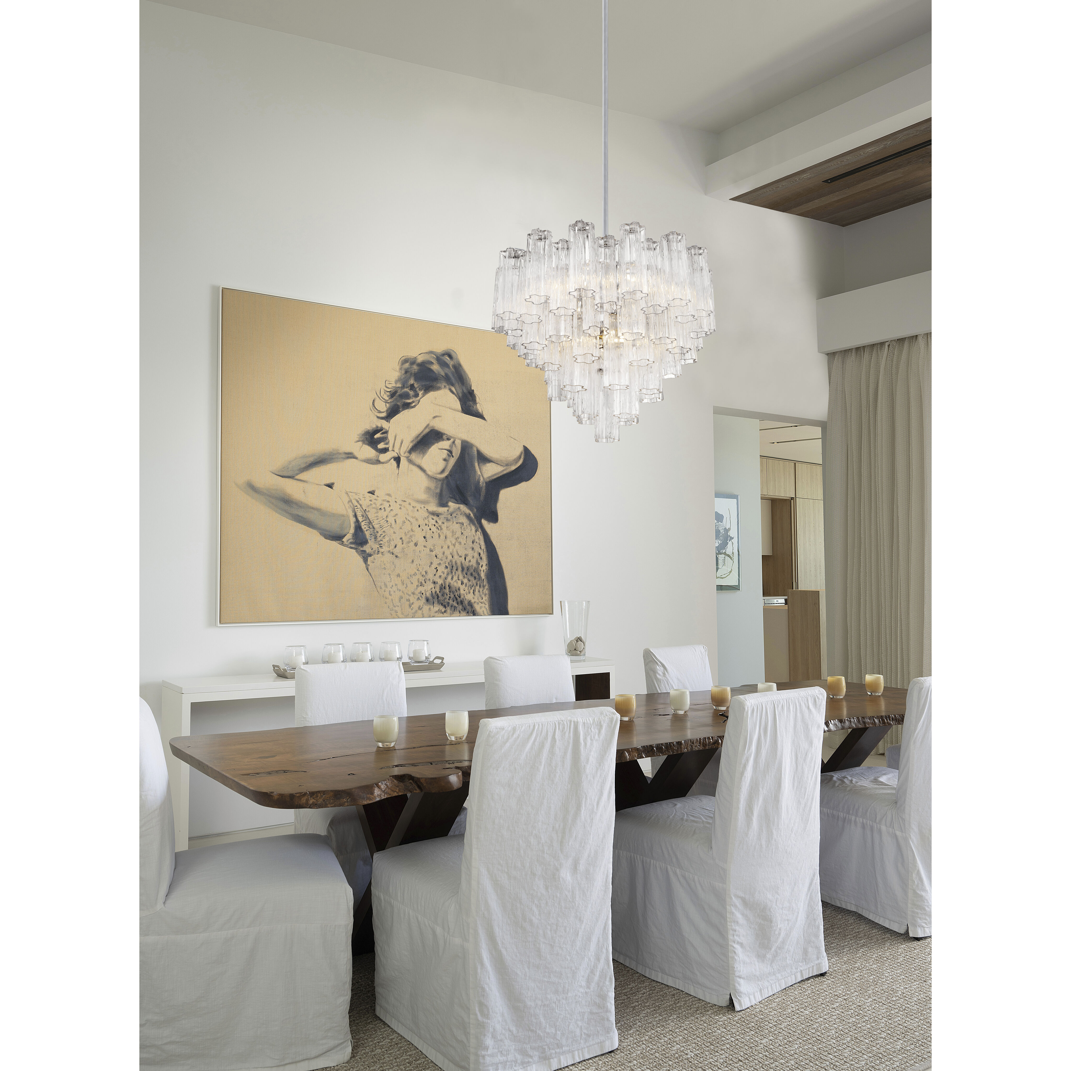 シーリングライト・天井照明 NY LIGHT GALLERY WHITE TOWER ML-30125 Weiss 5 Light Down Mini Chandelier With Chrome Finish – CWI