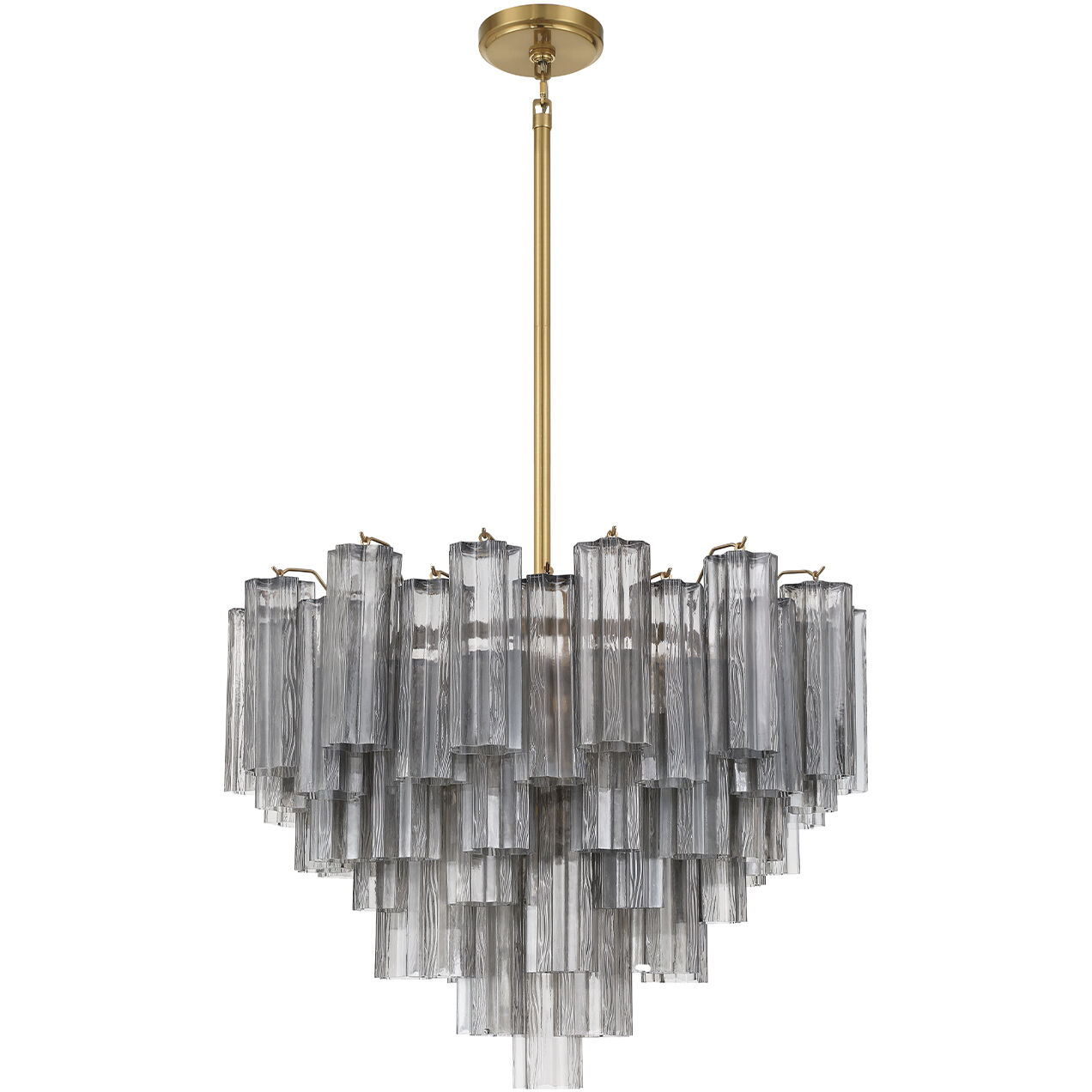 Addis 12 Light 26.75 inch Aged Brass Chandelier Ceiling Light in Tronchi Glass Smoke