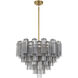 Addis 12 Light 26.75 inch Aged Brass Chandelier Ceiling Light in Tronchi Glass Smoke