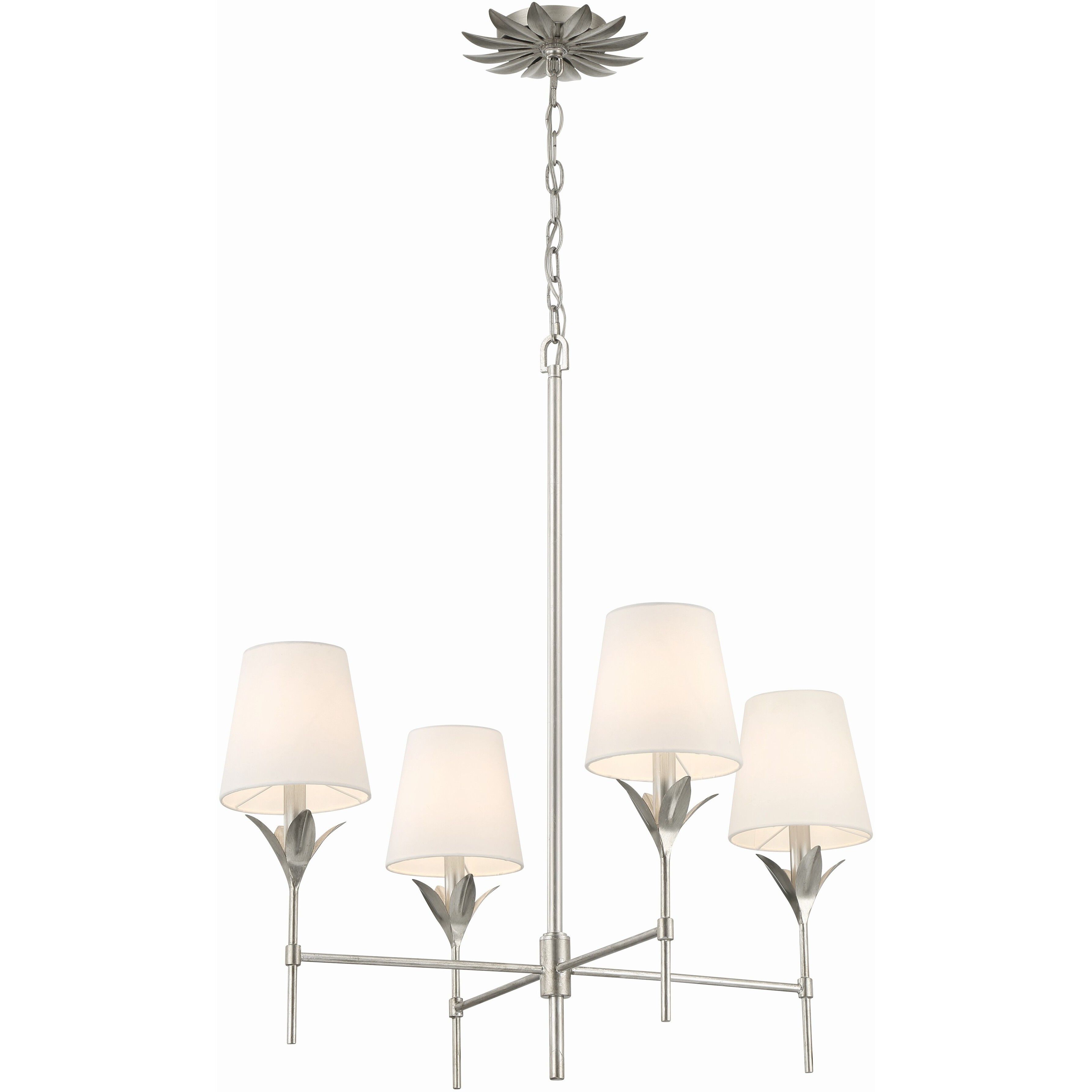 Broche 4 Light 28 inch Antique Silver Chandelier Ceiling Light