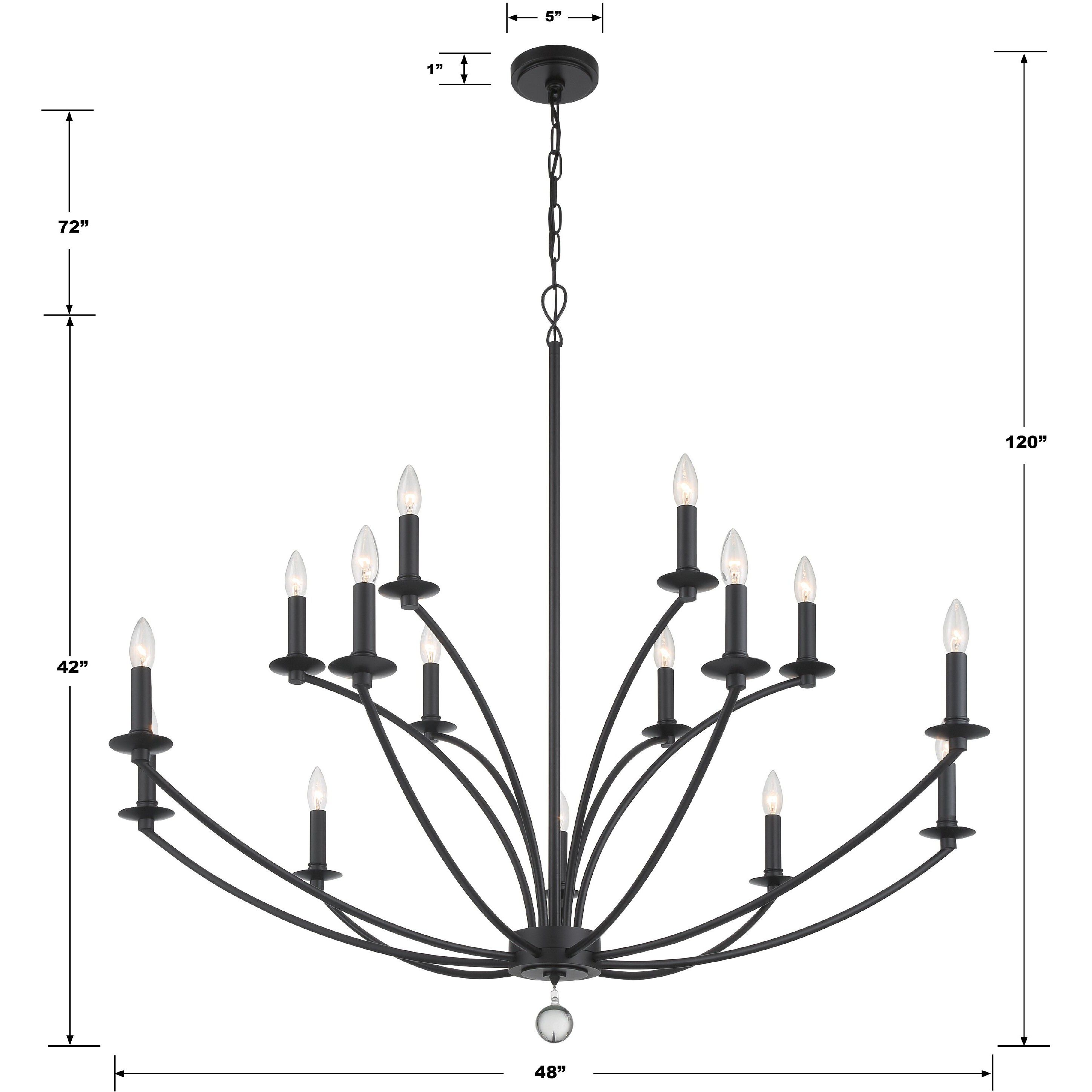 Mila 15 Light 48 inch Black Chandelier Ceiling Light