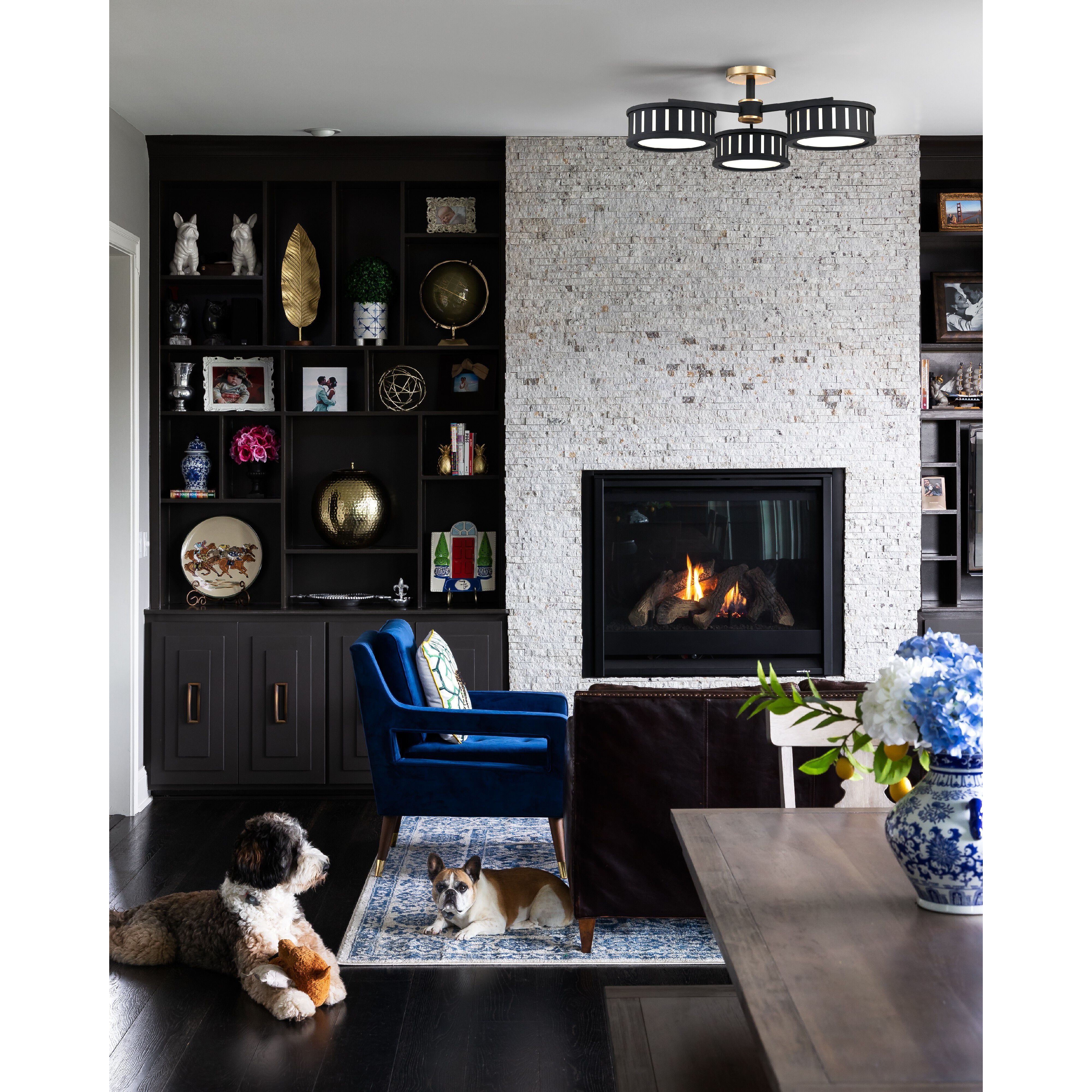 Kendal 6 Light 29.25 inch Vibrant Gold and Black Forged Semi Flush Ceiling Light