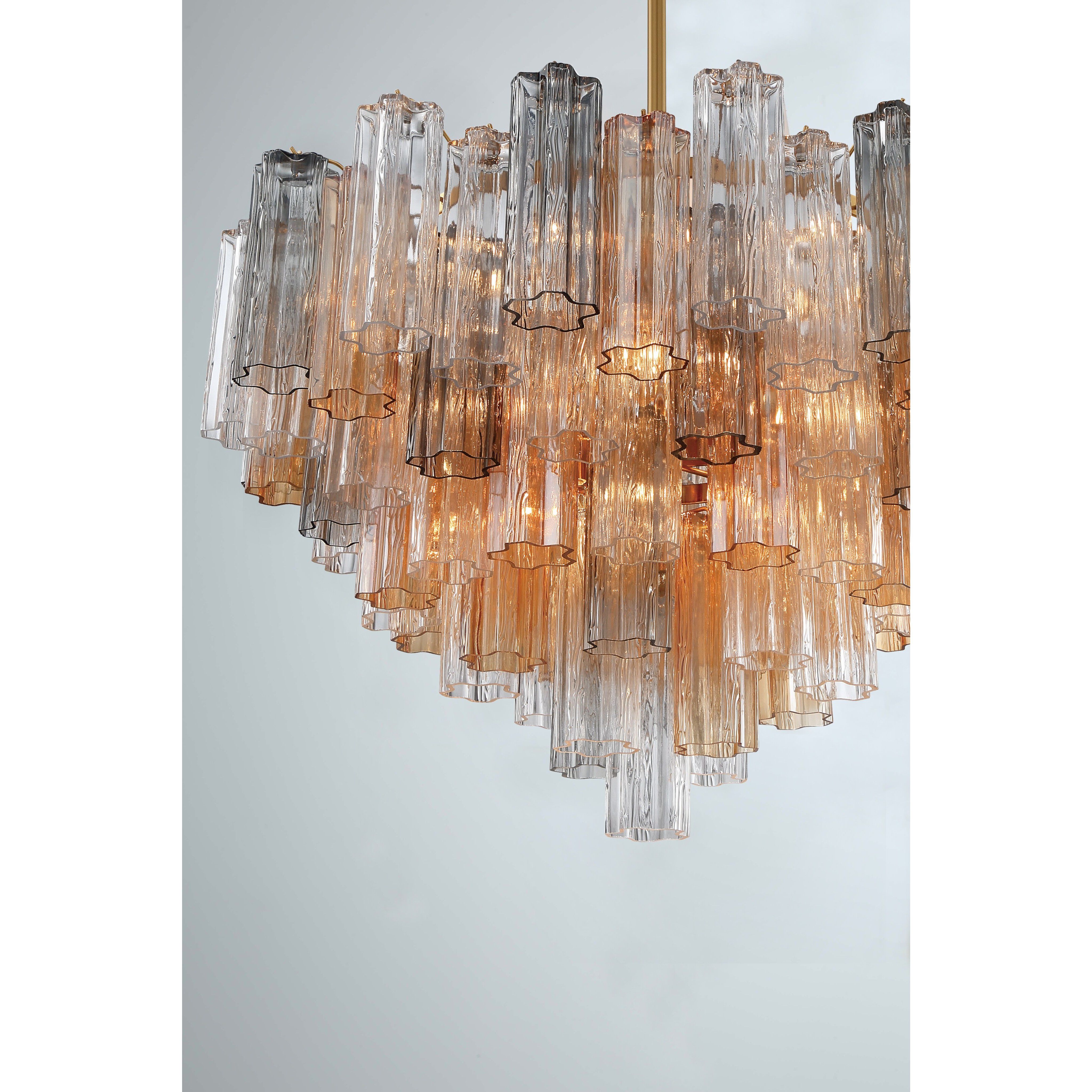 Addis 16 Light 32 inch Aged Brass Chandelier Ceiling Light in Tronchi Glass Autumn
