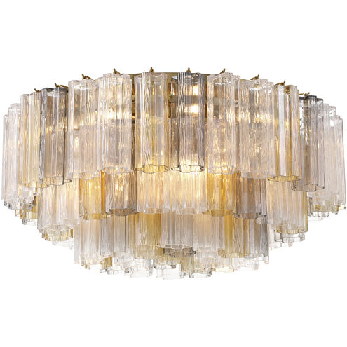 Addis 16 Light 32 inch Aged Brass Flush Mount Ceiling Light in Tronchi Glass Autumn