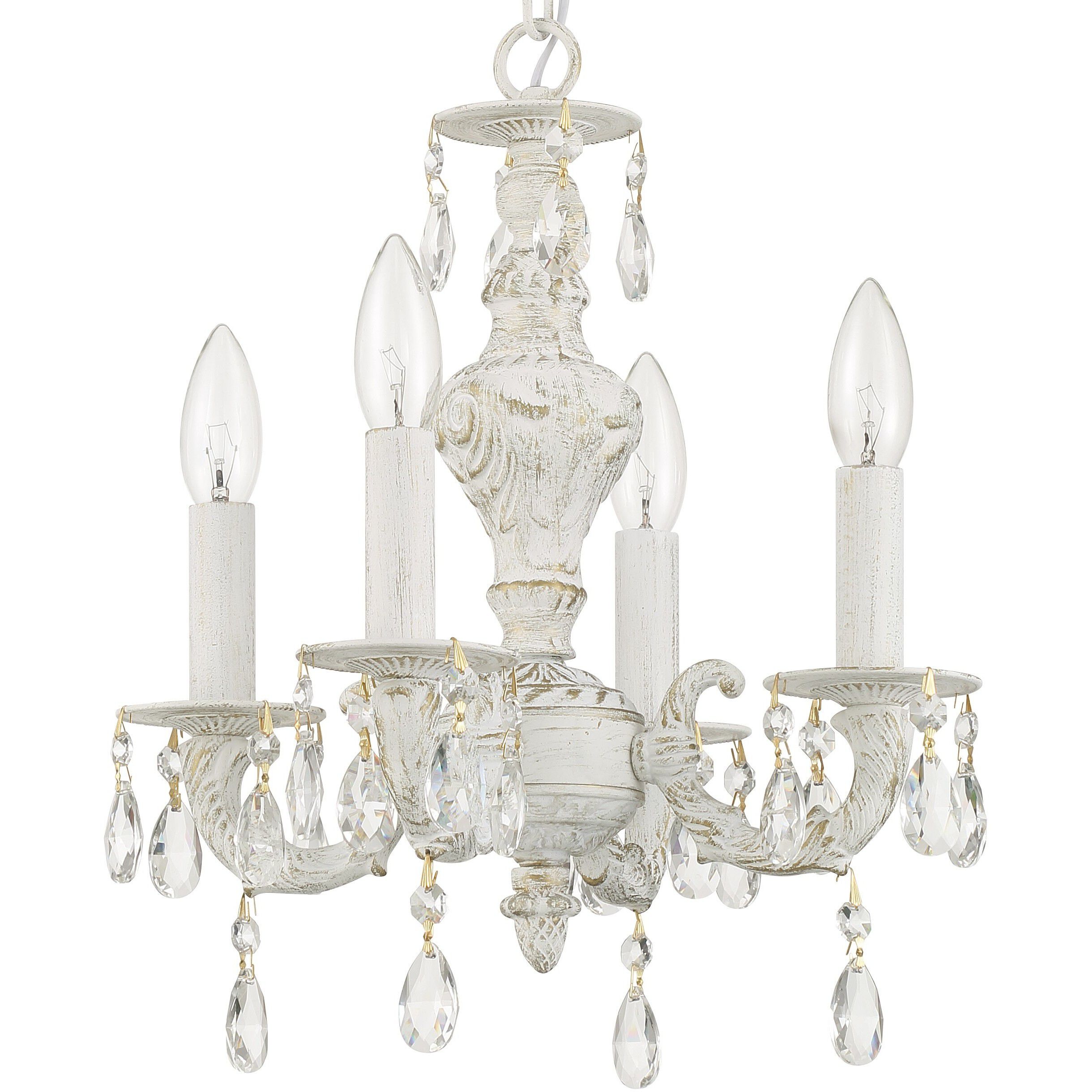 Paris Market 4 Light 13.5 inch Antique White Mini Chandelier Ceiling Light in Clear Spectra