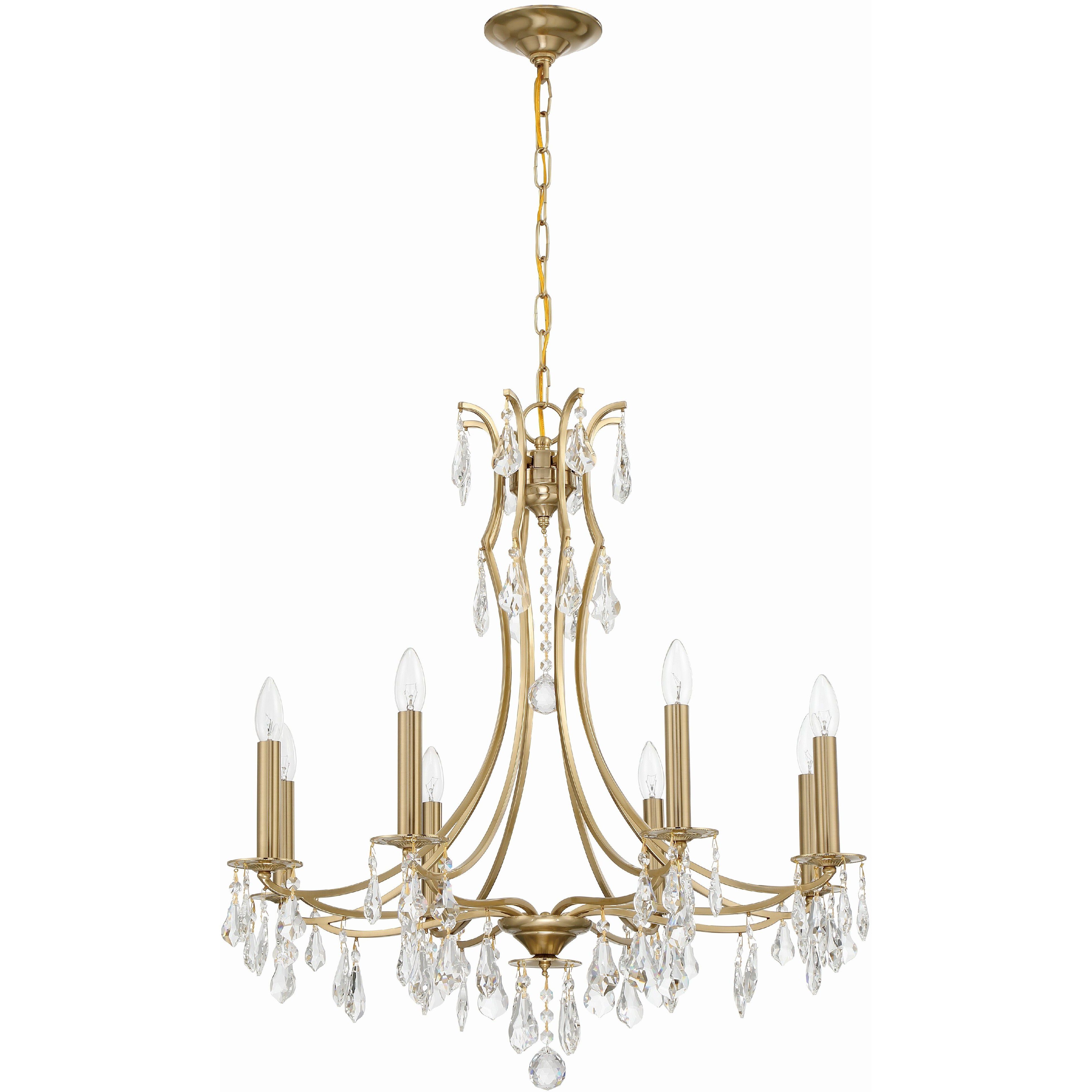 Cedar 8 Light 28 inch Vibrant Gold Chandelier Ceiling Light in Clear Hand Cut