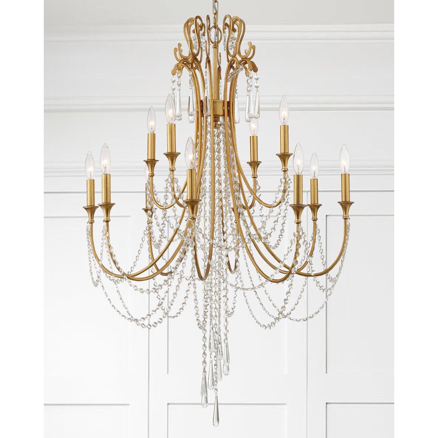 Arcadia 12 Light 32.5 inch Antique Gold Chandelier Ceiling Light
