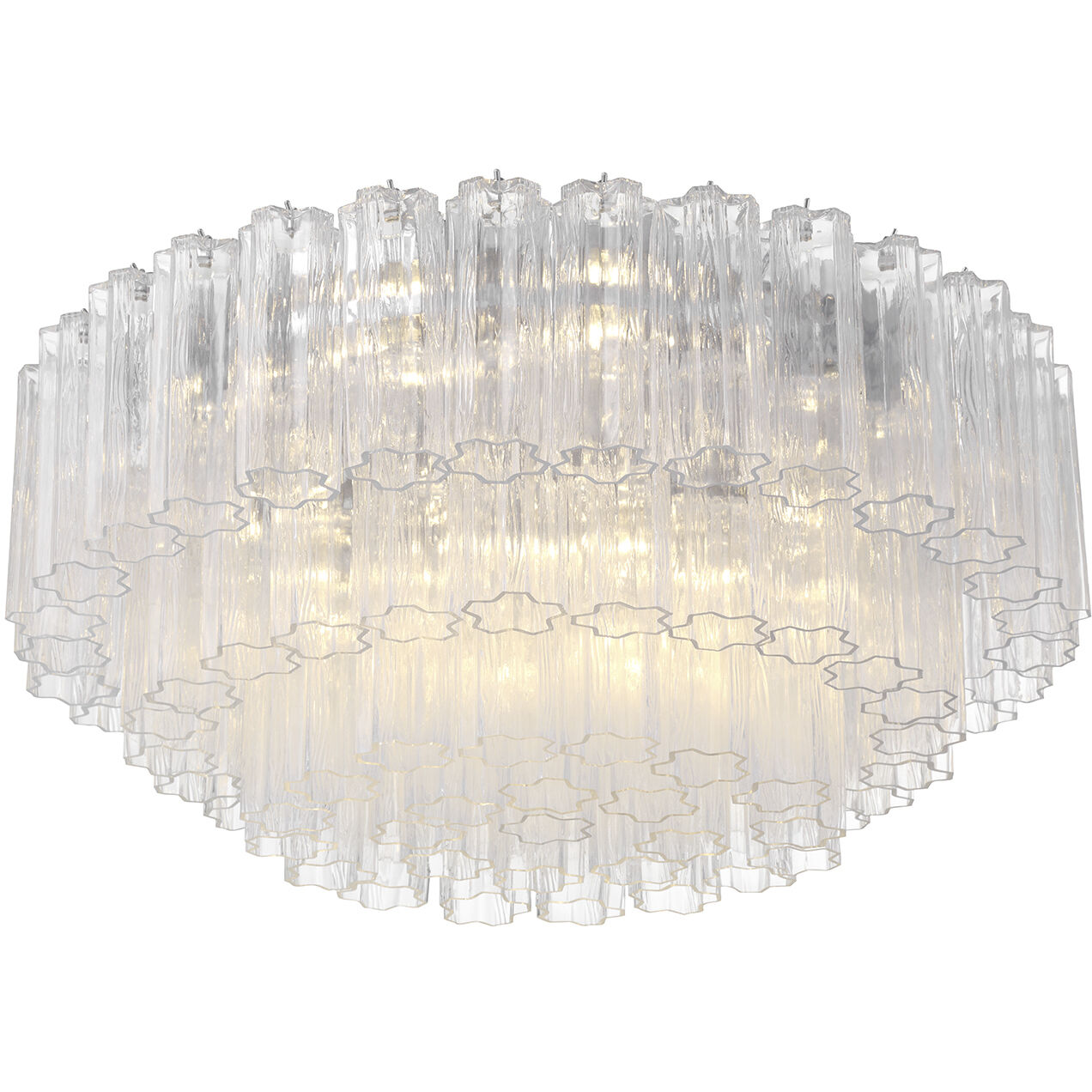 Addis 16 Light 32 inch Polished Chrome Flush Mount Ceiling Light in Tronchi Glass Clear